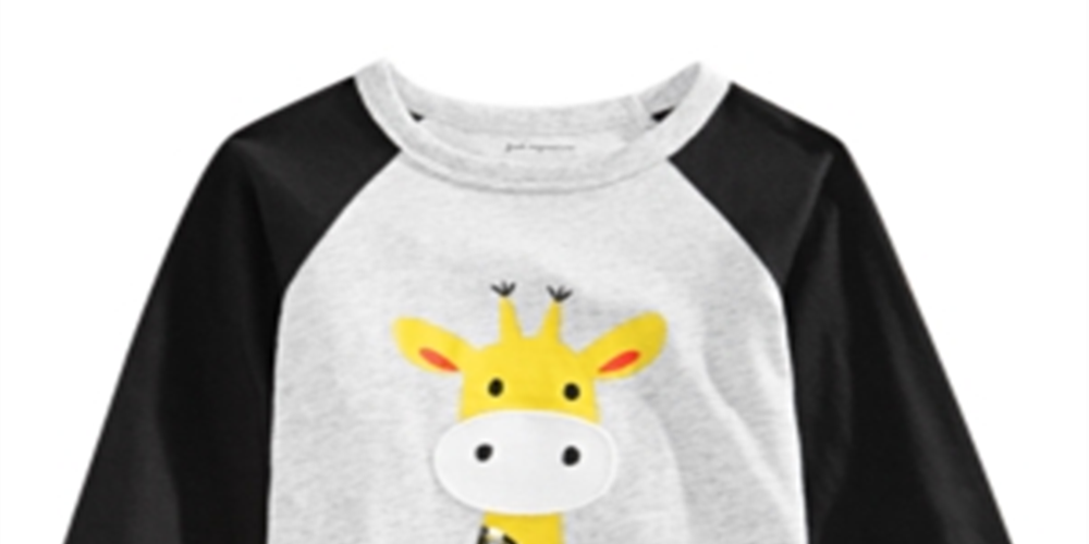 Camiseta infantil estampada com girafa First Impressions para meninos, cinza, tamanho 3 a 6 meses