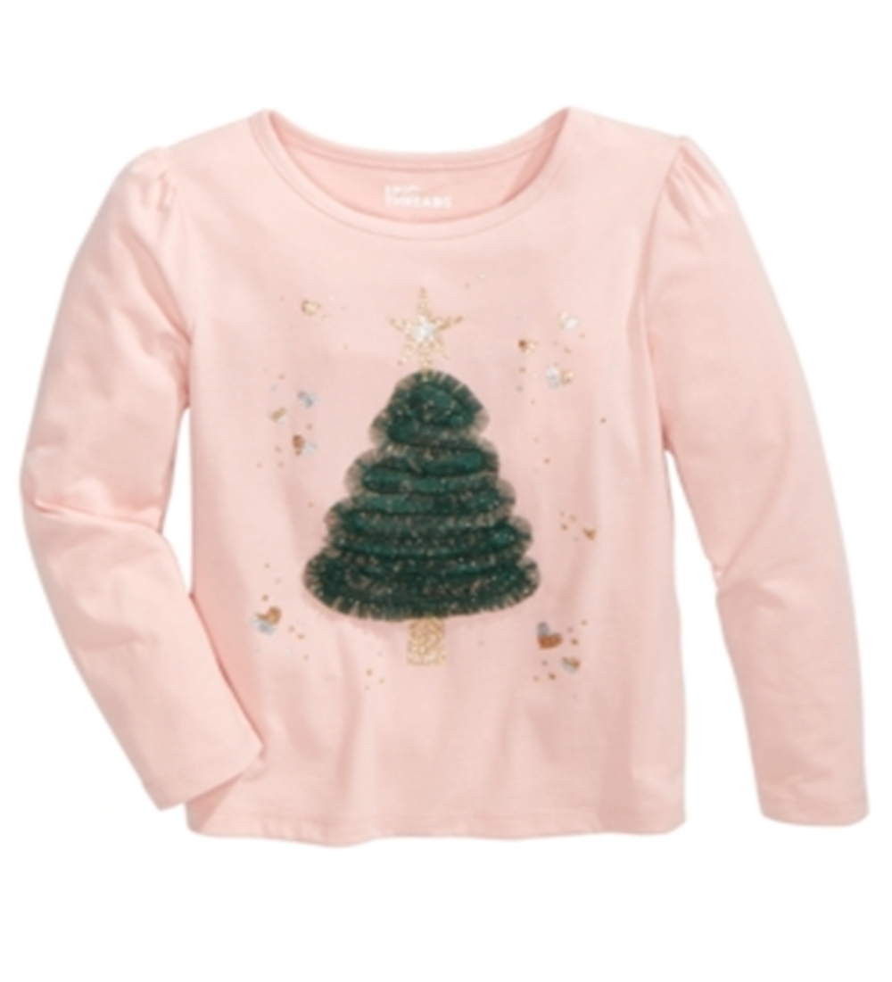 Camiseta infantil com estampa de árvore de Natal da Epic Threads, rosa, tamanho 6X