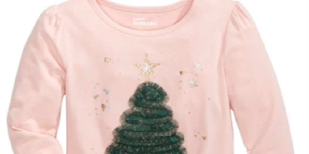 Camiseta infantil com estampa de árvore de Natal da Epic Threads, rosa, tamanho 6X
