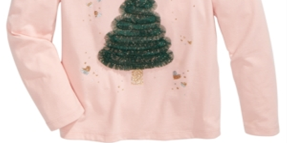 Camiseta infantil com estampa de árvore de Natal da Epic Threads, rosa, tamanho 6X