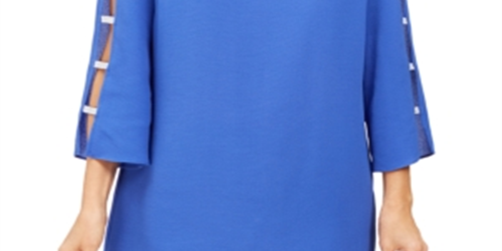 Blusa feminina com decote em V e mangas longas, azul, tamanho XS, da coleção JM