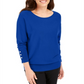Suéter feminino com manga dolman e tachas JM Collection, azul, tamanho X-S