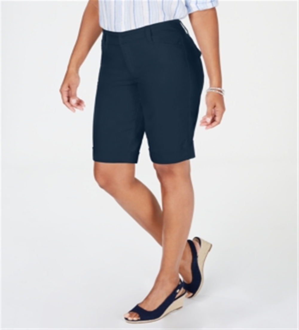 Shorts femininos Charter Club com bolso e zíper, tamanho 6, azul, tamanho 6