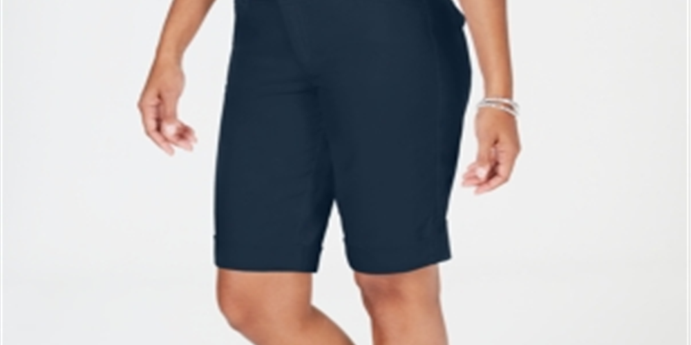 Shorts femininos Charter Club com bolso e zíper, tamanho 6, azul, tamanho 6