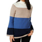 Suéter feminino Charter Club grande gola alta colorblock azul tamanho grande