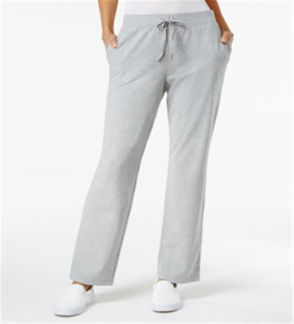 Calça esportiva feminina Karen Scott com cordão, cinza, tamanho pequeno G