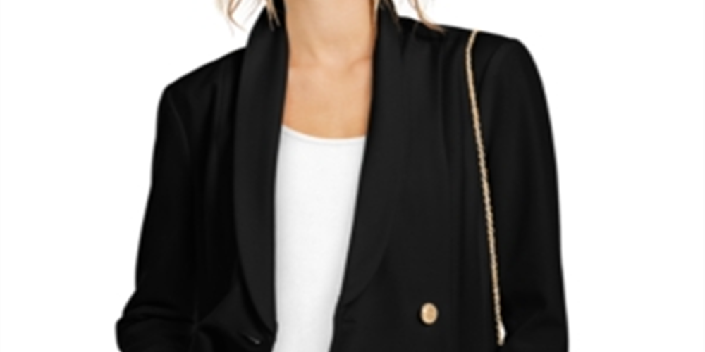 Blazer feminino trespassado preto da INC International Concepts, tamanho X-S