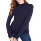 Suéter feminino Maison Jules com gola falsa azul, tamanho médio