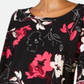 Blusa feminina Alfani com bainha em V e borda remendada, preta, tamanho pequeno G