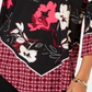 Blusa feminina Alfani com bainha em V e borda remendada, preta, tamanho pequeno G