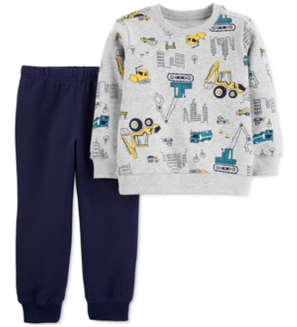Conjunto de moletom e calça de moletom Carter's Infant Boy's Construction Fleece, 2 peças, cinza, tamanho 3 meses