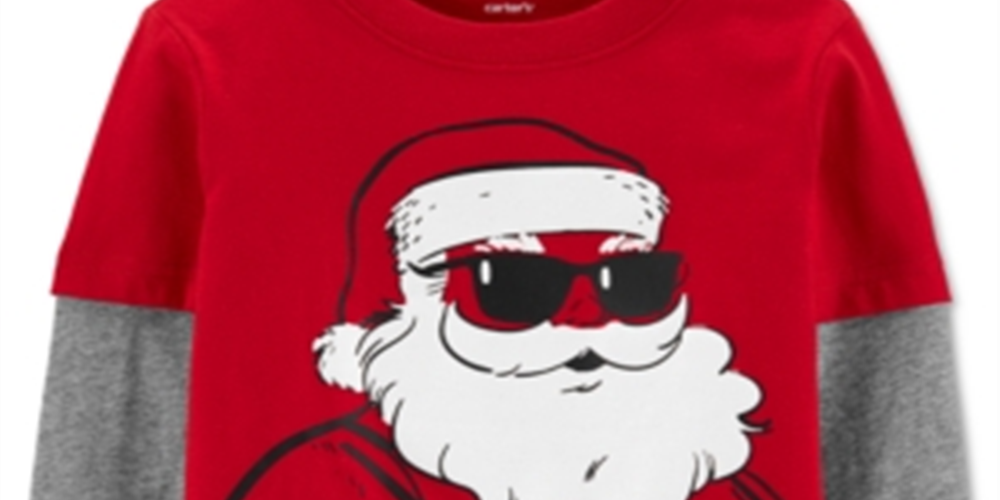 Camiseta térmica de algodão para meninos Carter's Toddler Santa Claus, vermelha, tamanho 2T
