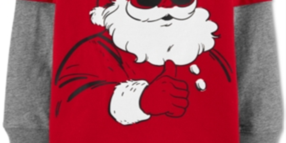 Camiseta térmica de algodão para meninos Carter's Toddler Santa Claus, vermelha, tamanho 2T