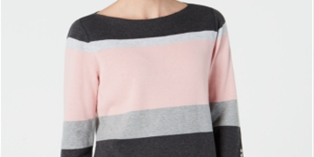 Karen Scott Suéter Listrado Gola Canoa Feminino Rosa Combinação Tamanho P