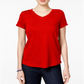 Camiseta feminina com decote em V e bolso, estilo &amp; co, cinza, tamanho pequeno P