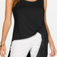 Top feminino Alfani sem mangas com decote redondo Hi Lo, preto, tamanho pequeno XL