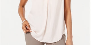 Blusa regata feminina Alfani com decote em V, rosa, tamanho pequeno P