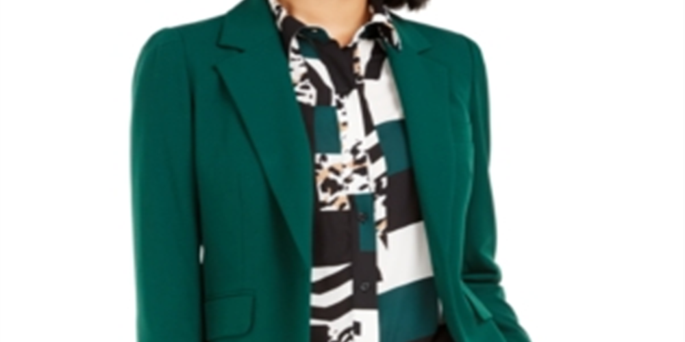 Blazer feminino Bar III com um botão, verde-garrafa, tamanho 0