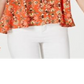Top feminino estilo &amp; co, estampado, sem mangas, alto e baixo, laranja, tamanho X-P