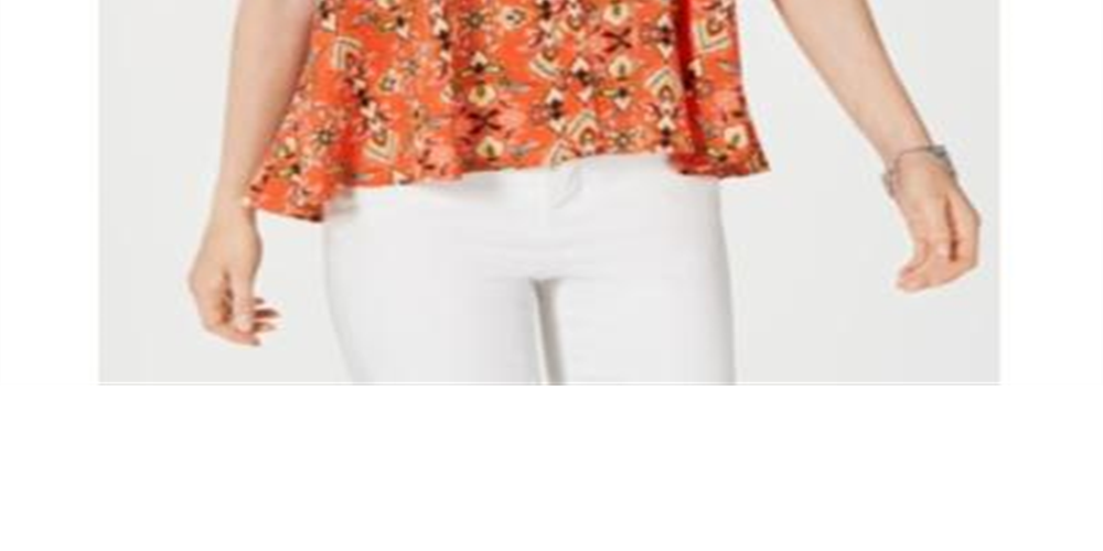 Top feminino estilo &amp; co, estampado, sem mangas, alto e baixo, laranja, tamanho X-P