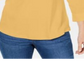 Camisa utilitária feminina Karen Scott Cotton Johnny Collar, amarela, tamanho XX-G