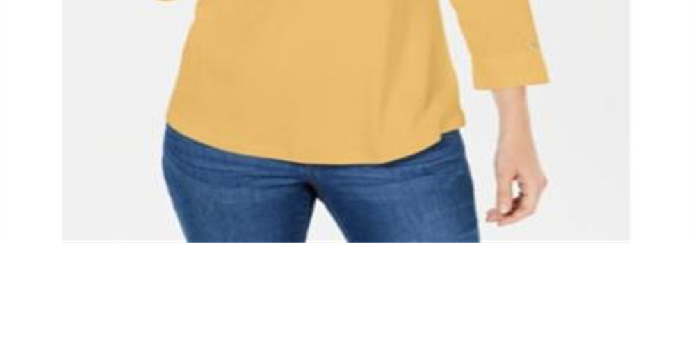Camisa utilitária feminina Karen Scott Cotton Johnny Collar, amarela, tamanho XX-G