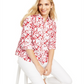 Blusa feminina Charter Club com estampa de mangas enroladas, vermelha, tamanho pequeno