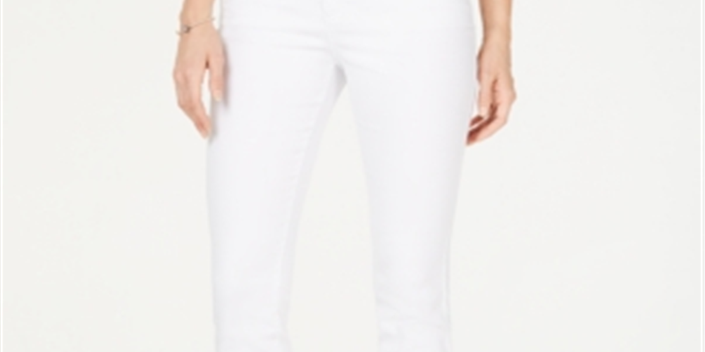 Calça jeans feminina skinny curta e básica da INC International Concepts, tamanho 14, branca