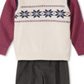 TFW Conjunto infantil masculino com 3 peças, camisa xadrez e calça, suéter branco, tamanho 4T