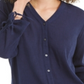 Blusa feminina Charter Club com mangas compridas e amarradas, azul, tamanho X-S