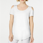JM Collection Top feminino com ombros descobertos, branco, tamanho XXL