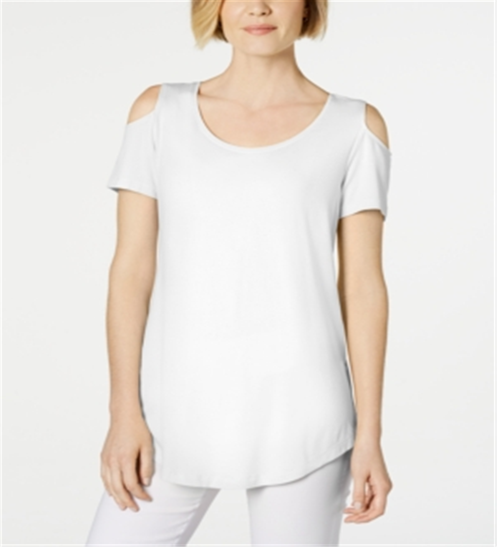JM Collection Top feminino com ombros descobertos, branco, tamanho XXL