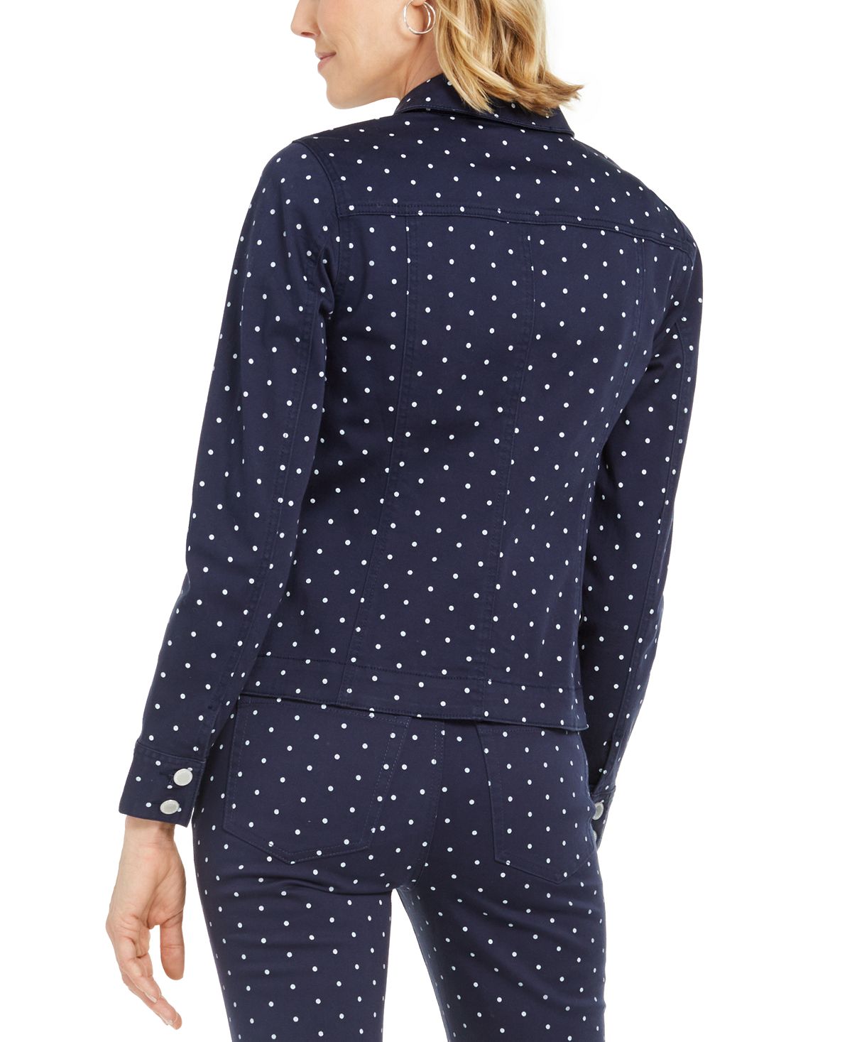 Jaqueta jeans azul com bolinhas Charter Club, tamanho M