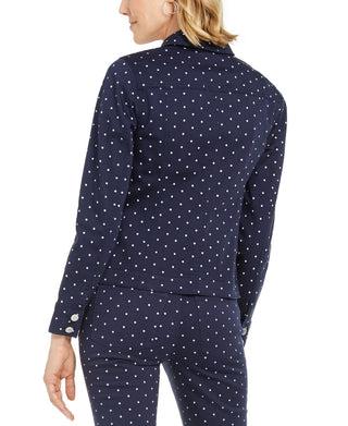 Jaqueta jeans azul com bolinhas Charter Club, tamanho M