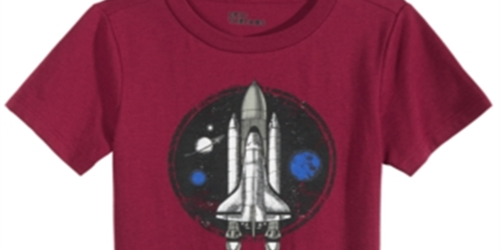Camiseta infantil Epic Threads com estampa de nave espacial para meninos, vermelha, tamanho 6