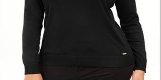 Blusa Calvin Klein Feminina Gola Alta Manga Longa Lisa Preta Tamanho 1X