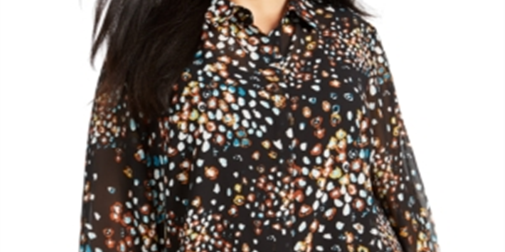 Blusa estampada feminina Alfani preta tamanho 1X