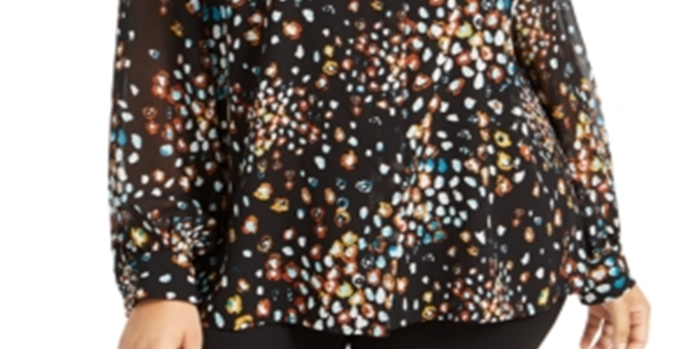 Blusa estampada feminina Alfani preta tamanho 1X