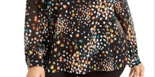 Blusa estampada feminina Alfani preta tamanho 1X