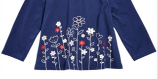 Camiseta túnica com borda floral para bebê First Impressions, azul, tamanho 24 meses
