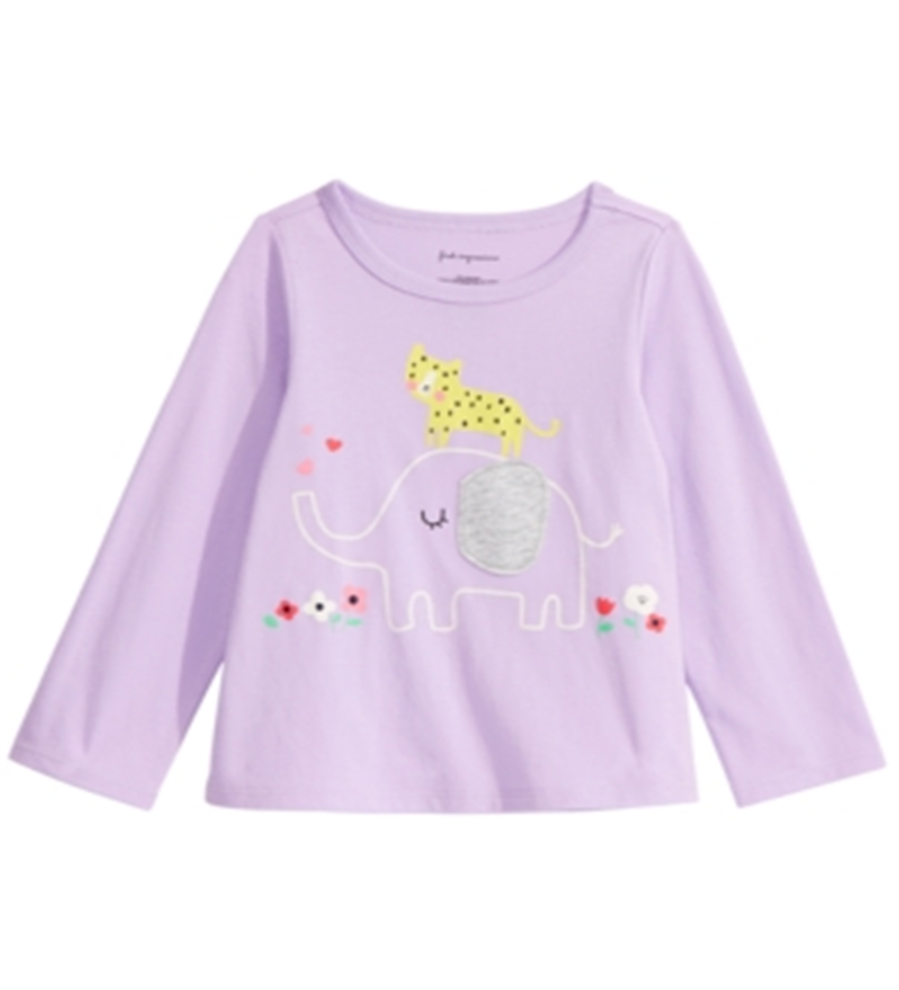 Camiseta manga longa com estampa de elefante para bebê First Impressions, roxa, tamanho 6 a 9 meses