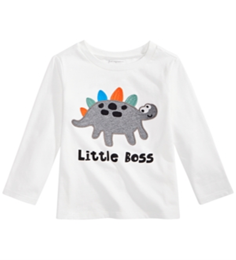 Camiseta infantil de algodão com estampa de dinossauro Little Boss para meninos, tamanho 3T