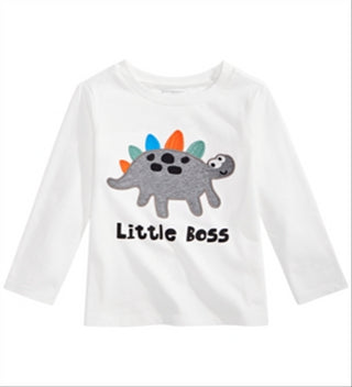 Camiseta infantil de algodão com estampa de dinossauro Little Boss para meninos, tamanho 3T
