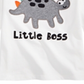 Camiseta infantil de algodão com estampa de dinossauro Little Boss para meninos, tamanho 3T