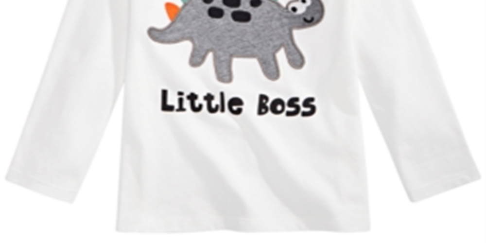 Camiseta infantil de algodão com estampa de dinossauro Little Boss para meninos, tamanho 3T