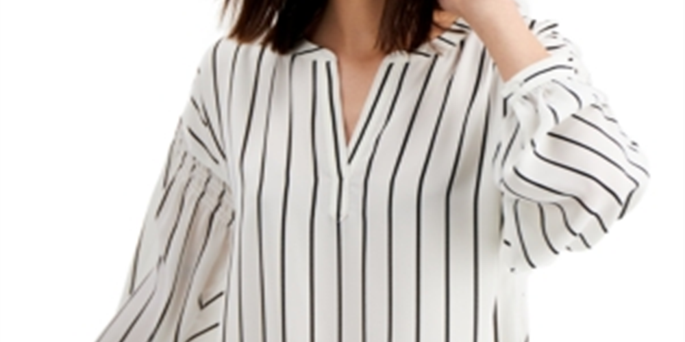 Blusa Henley Listrada Feminina Alfani Branca Tamanho XX-G