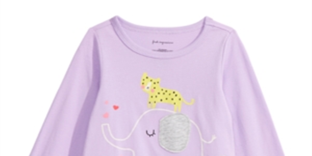 Camiseta manga longa com estampa de elefante para bebê First Impressions, roxa, tamanho 12 meses