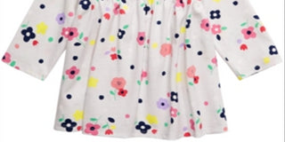 First Impressions Baby Girl's Cotton Long Sleeve Floral Print Tunic Gray Size 3-6 Months