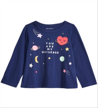 First Impression Baby Girl's Cotton Long-Sleeve Universe T-Shirt  Blue Size 6-9 Months