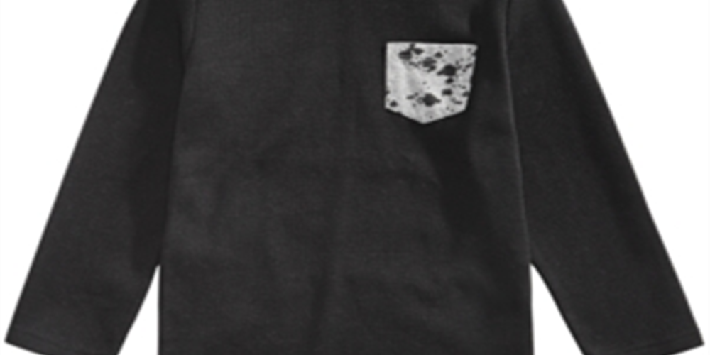 Camiseta térmica com capuz e estampa de respingos em blocos de cores para meninos da Epic Threads, preta, tamanho 2T
